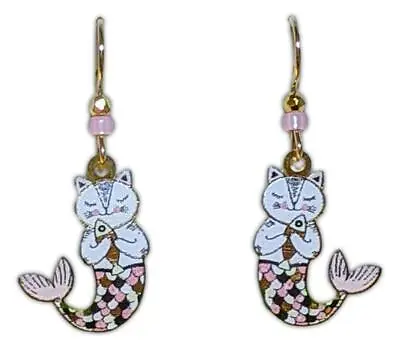 CAT MERMAID Hypo-Allergenic Earrings Sterling Silver Plated By Sienna Sky • $16.99