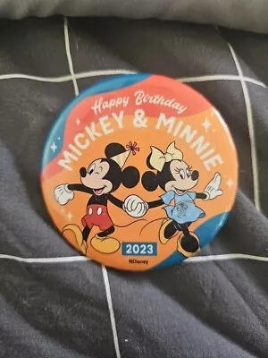 MICKEY MOUSE & MINNIE MOUSE 95th BIRTHDAY BUTTON - Disney 2023 • $5