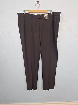 M&S Trousers Size 22 Long Mid Rise Straight With Stretch Charcoal Smart Work • £9.99