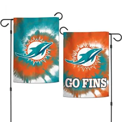 MIAMI DOLPHINS 2-SIDED 12 X18  TIE DYE GARDEN FLAG NEW & OFFICIALLY LICENSED • $14.50