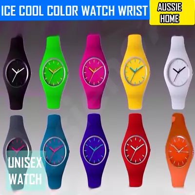 Ice Cool Color Watch Unisex Ladies Mens Childrens Silicone Colorful Wrist Watch  • $57.40