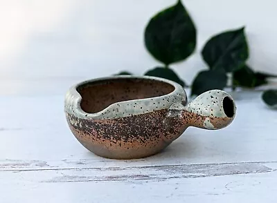 Handmade Ceramic Brown Matcha Bowl With Spout And Handle • $49.99