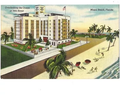 C1940 Croydon Arms Hotel Apartments Miami Beach Florida FL Linen Postcard • $3.99