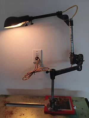 Vintage Industrial Woodward Articulated Work Bench Lamp Working Oc White Era • $300