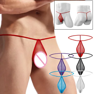 Men Sexy Thong G-String Bulge Pouch Panties Micro Bikini T-back Briefs Underwear • £3.58