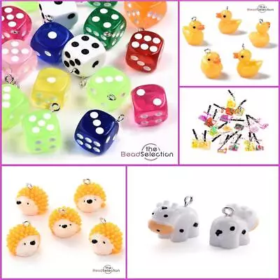 Resin Charms Pendants Cow Sheep Duck Hedgehog Dice Drink Jewellery Making  • £3.49