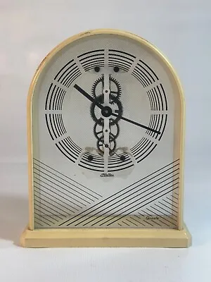 80's Skeleton Clock / Haller Germany / White & Geometric Black Stripes / Vintage • £91.56