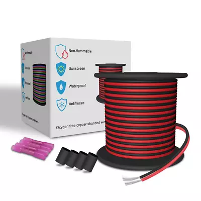 65.5FT Extension Cable Wire Cord 20M 22AWG 2 Conductors Electric Red&Black Wire • $16.24