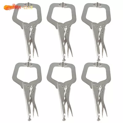 C-Clamp Locking Pliers Adjustable Locking Welding W/ Swivel Pad 6 Pcs 11 Inch • $30.55