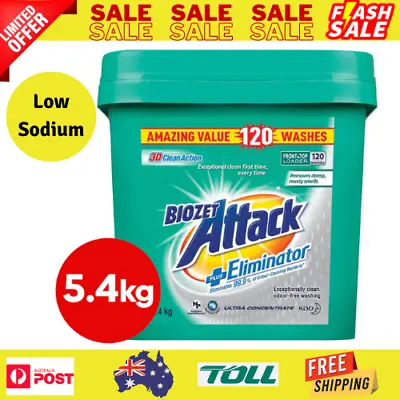 Biozet Attack Regular Laundry Powder Detergent 5.4kg • $44.99