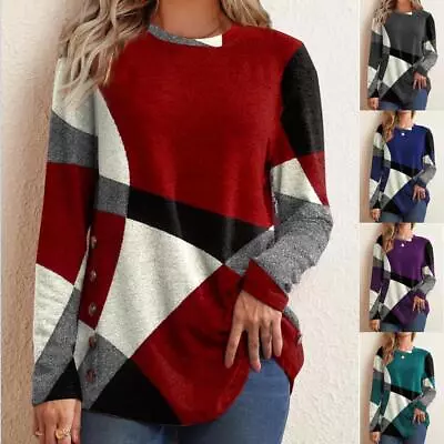 Womens Tee T Shirts Ladies Long Sleeve Pullover Tops Tunic Blouse Plus Size 6-24 • £12.61