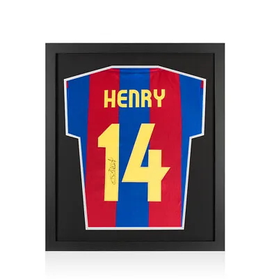 £424.99 • Buy Framed Thierry Henry Signed Barcelona Shirt - Retro, Number 14 - Compact
