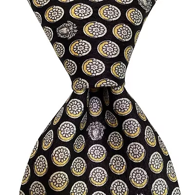 GIANNI VERSACE Men's 100% Silk Necktie ITALY Luxury MEDUSA Black/Gray PERFECT • $62.99