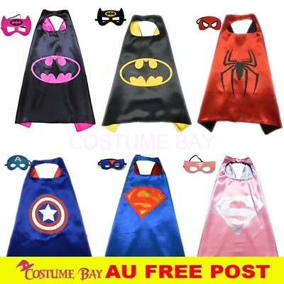 Kids Superhero Cape Mask Set Boys Girls Frozen Thor Spiderman Halloween Costume  • $8.95