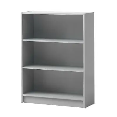 3 Tier Bookcase Wide Display Shelving Storage Unit Wood Furniture Grey • £44.99