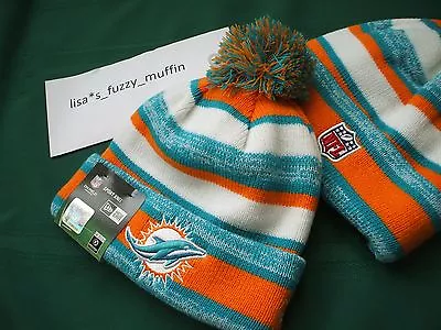 Miami Dolphins New Era Knit Pom Hat Beanie NEW W/tags RARE NFL OnField Authentic • $98.99