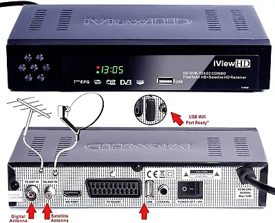 Full HD COMBO Freeview & Satellite TV Receiver Tuner Box For Freesat Sky Virgin • £39.99