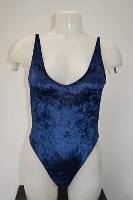 Crushed Velvet Thong Cut Backless Body Suit  Size Uk 4 Eu 32       B1 • £5.99