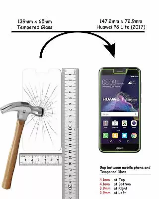 Huawei P8 Lite 2017 Tempered Glass Screen Protector Shatterproof Screen Guard • £2.99