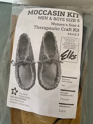 Moccasin Craft Kit Sz Woman 6/Boys 5 ELKS Tan Brown Leather DIY 3442-5 New • $14.99