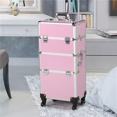 Professional Makeup Train Case 3 In 1 Rolling Cosmetic Travel Organizer Trolley  • $89.99