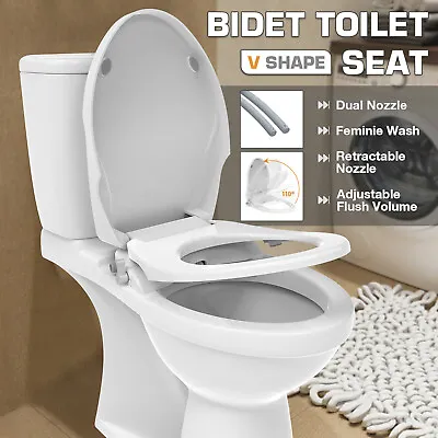 Non Electric Bidet Toilet Seat V Cover Bathroom Spray Water Wash Dual Nozzle AU • $59.90