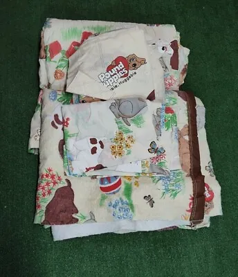 Vintage Pound Puppies Bed Set Fitted Sheet Flat Sheet Pillow Case And 2 Blankets • $90