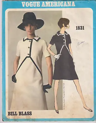 1831 VOGUE Americana Bill Blass C.1967 - DRESS - Sz 14 B 34  W Original LABEL! • $19.99