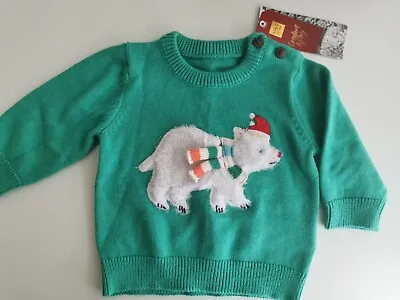 Marks And Spencer Baby Christmas Jumper Polar Bear Age 0-3 Months New With Tags • £4.50