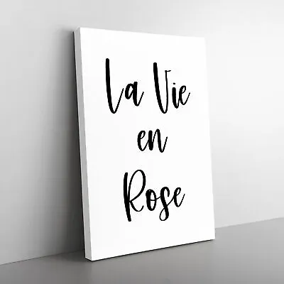 La Vie En Rose Typography Canvas Wall Art Print Framed Picture Decor Living Room • £34.95