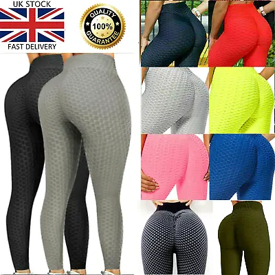 £8.99 • Buy Womens Yoga Leggings Gym Anti-Cellulite Tik Tok Leggings Fitness Butt Lift Pants