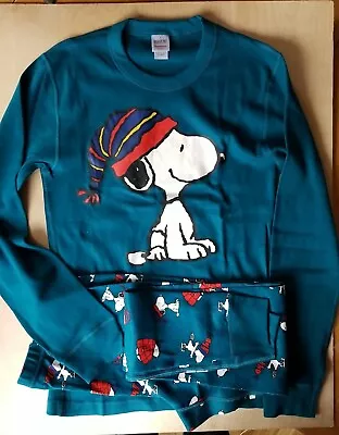 NWOT Hanna Andersson  BLUE SNOOPY WINTER PRINT ADULT UNISEX Pajamas XL • $67.99