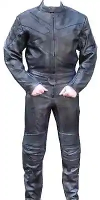 2pc Motorcycle Riding Racing Track Suit W/ Padding All Leather Drag Suit Black • $249.99
