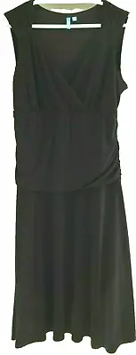 B-Slim Tummy Control Dress Size XL Pullover Black Wrap Bodice Slims Hips A-Line • $19.99