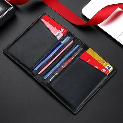 Men's Genuine Leather Wallet Slim Card Holder RFID Blocking ID Credit Money Clip • $11.37