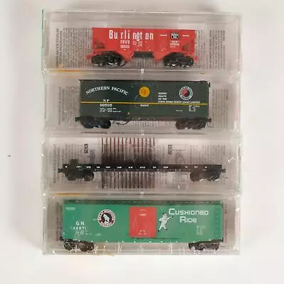 Micro Trains BN Fallen Flags SP&S GN NP CB&Q 4-Pack Car Set 21212 • $45.99