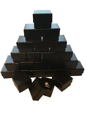 Lot Of 20 Black Ring Gift Box With Foam And Velvet Insert 1.5 X 1.5 X 1.25 Inch • $10.99