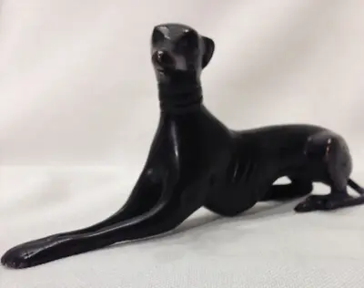 Vintage Bronze Metal Whippet Greyhound Dog Sitting Down Sculpture Figurine Statu • $39.99