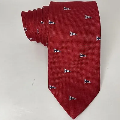 Brooks Brothers 100% Silk Red Woven Nautical Flag Tie USA Yacht Club • $19.95