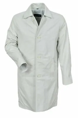 Classic Men's 100% Real Leather Genuine Lambskin White Trench Coat Long Overcoat • $114.99