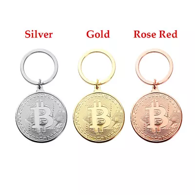 Jewelry Copper Plated Key Ring Commemorative Collectors Bitcoin Key Chain • $7.52