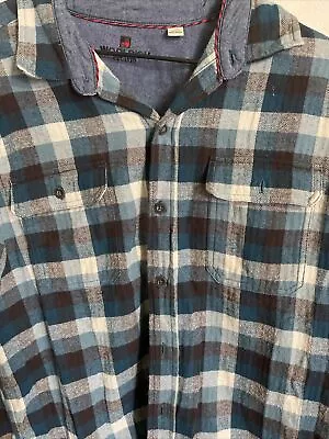 WOOLRICH Flannel Shirt Mens Large Plaid Multicolor Blue 100% Cotton Long Sleeve • $21.72