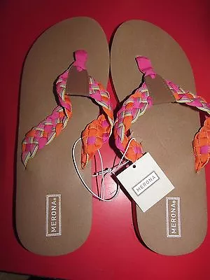 Merona Women's Woven Flip Flops Pink/Lilyan- NEW W/Tag • $4.95