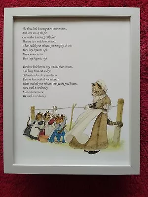 Childrens Nursery Rhyme Print  'Three Little Kittens Put On Mittens'   FRAMED • $25.90