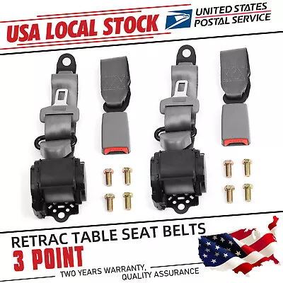 2 Set 3 Point Retractable Car Safety Seat Belt Lap Diagonal Belt Adjustable Grey • $41.97