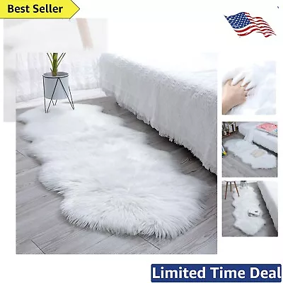 Soft White Sheepskin Chair Cover Seat Pad - 2x5.3 Feet - Modern & Fluffy Design • $47.99