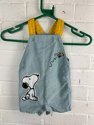 Snoopy M&S Blue Yellow Shorts Overalls Dungarees Clothing 3-6 Months #LH • $5.32