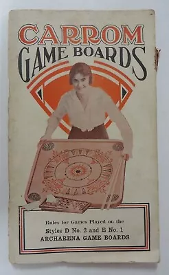 Vintage 1901 CARROM GAME BOARDS Rules Instruction Booklet Archarena 40 Pgs RARE • $49.99