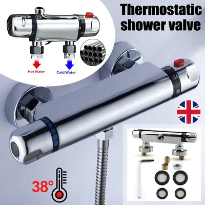 £20.99 • Buy Exposed Thermostatic Shower Mixer Valve Tap Bar Wall Mounted Chrome 1/2  Outlet