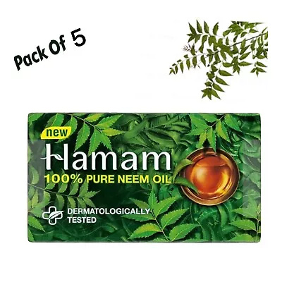 Hamam 100% Pure Neem Oil Soap Bar Pack Of 5 X 100g Dermatologically Tested • £12.49